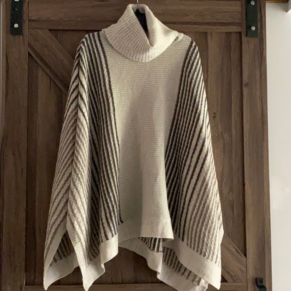 Arlene Striped Poncho, neutral shades